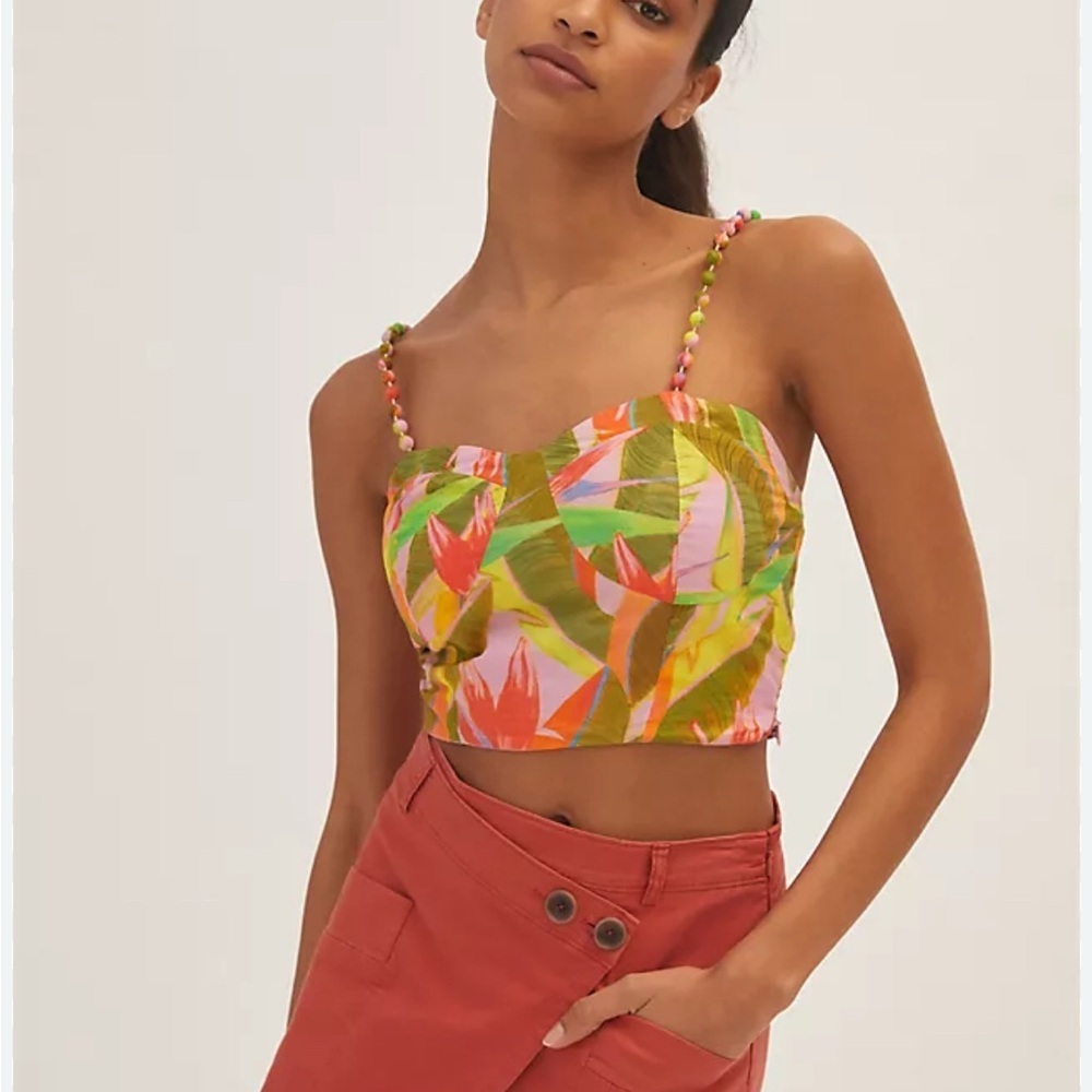 FARM Rio Colorful Leaf Print Crop Top